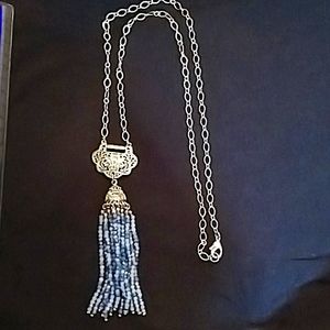 Necklace w/beaded tassel pendant